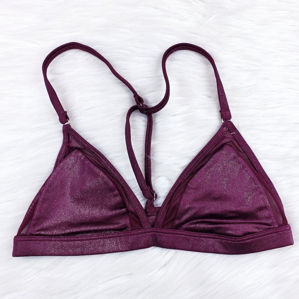 PINK Victoria's Secret Unlined Bralette  Racerback Red Glitter